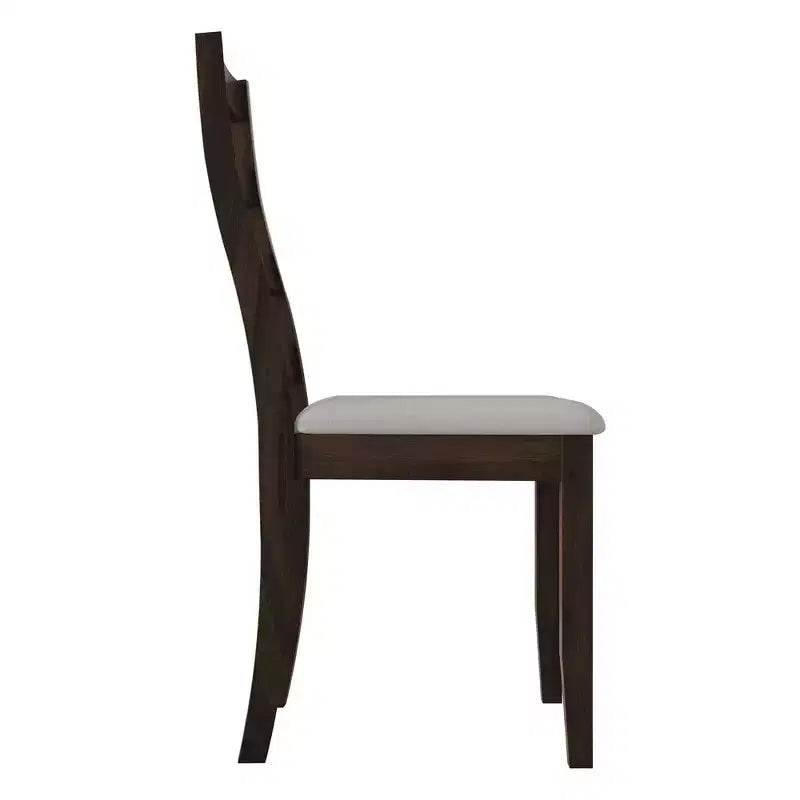 ChaletPosh Wooden Dining Chair With Warm Grey Cover (Set of 2)