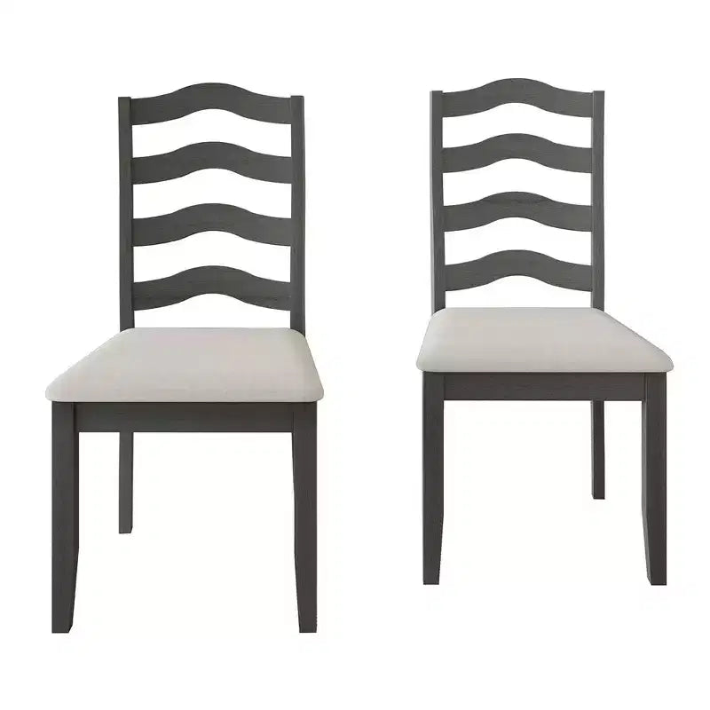 ChaletPosh Wooden Dining Chair With Warm Grey Cover (Set of 2)