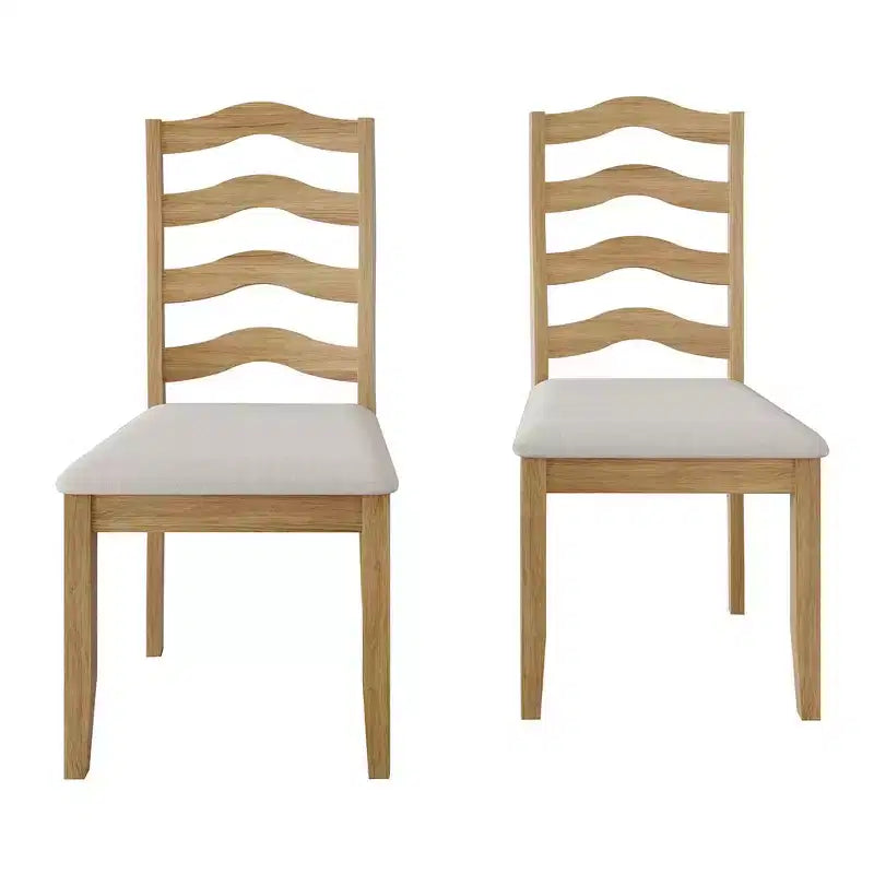 ChaletPosh Wooden Dining Chair With Warm Grey Cover (Set of 2)