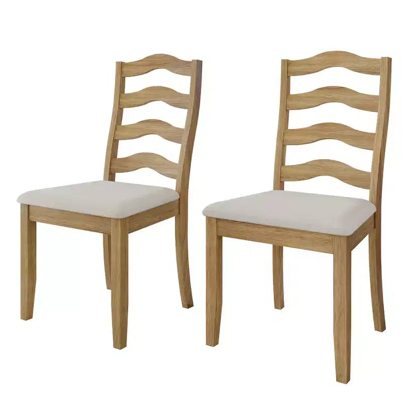 ChaletPosh Wooden Dining Chair With Warm Grey Cover (Set of 2)