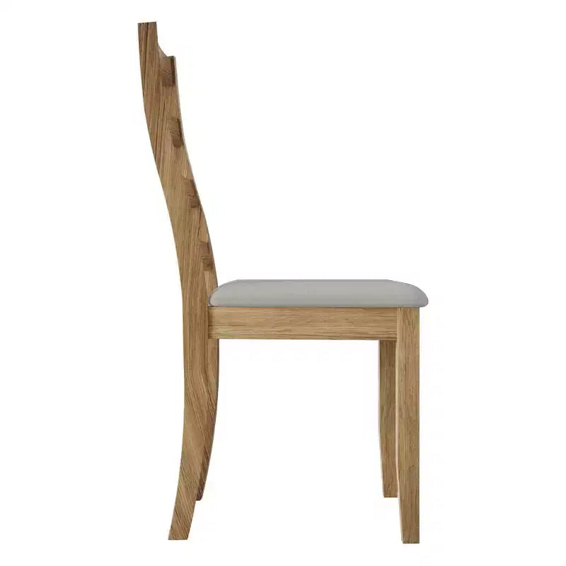 ChaletPosh Wooden Dining Chair With Warm Grey Cover (Set of 2)