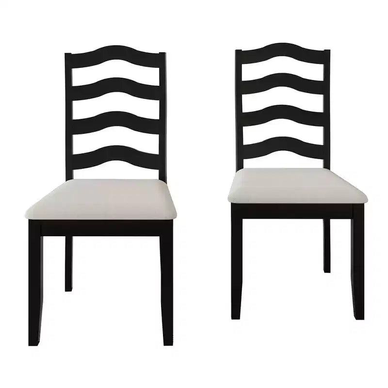 ChaletPosh Wooden Dining Chair With Warm Grey Cover (Set of 2)