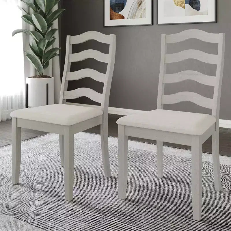 ChaletPosh Wooden Dining Chair With Warm Grey Cover (Set of 2)