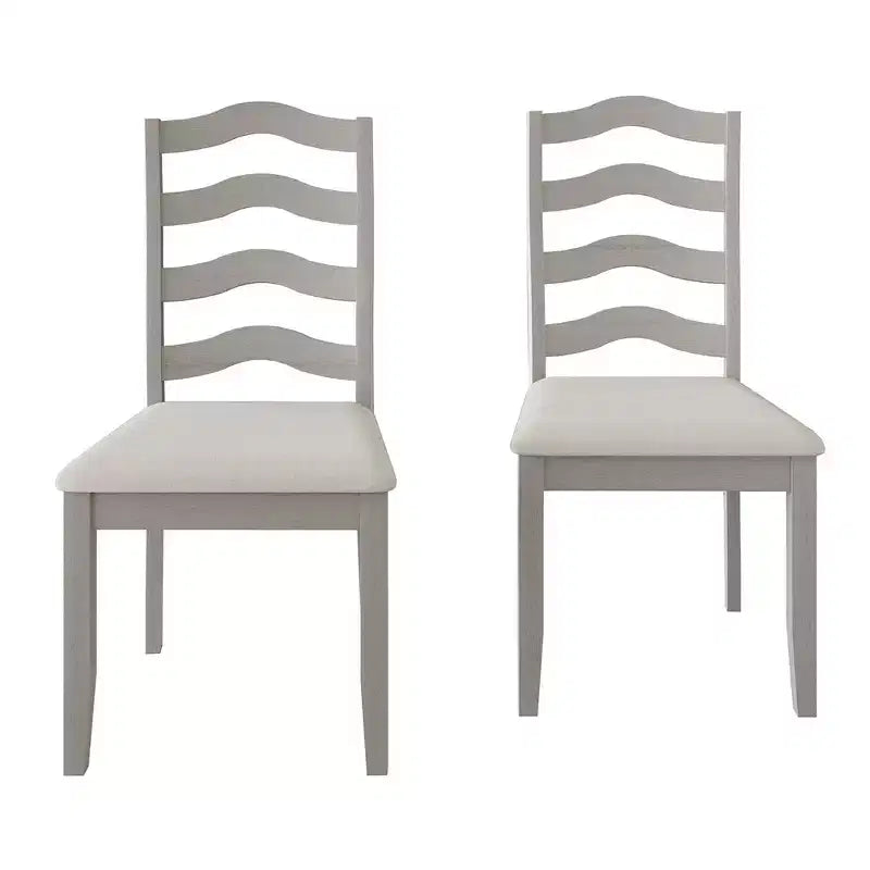 ChaletPosh Wooden Dining Chair With Warm Grey Cover (Set of 2)