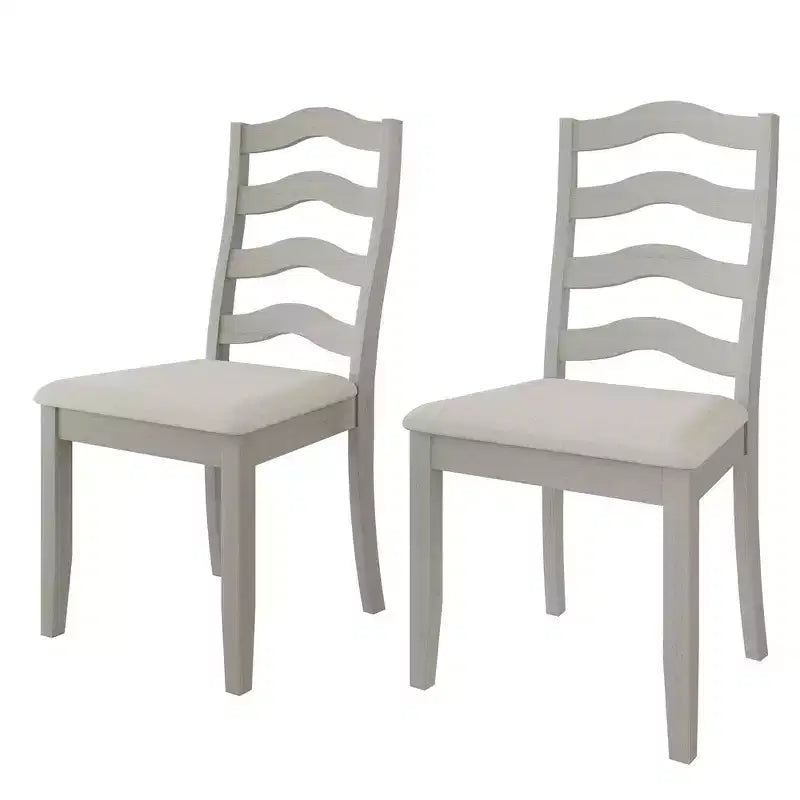 ChaletPosh Wooden Dining Chair With Warm Grey Cover (Set of 2)