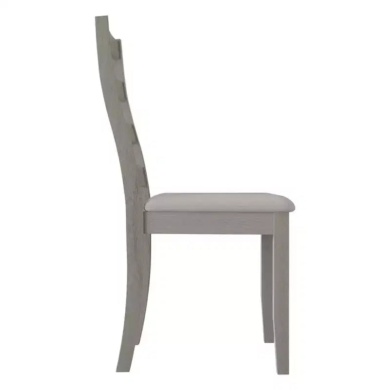 ChaletPosh Wooden Dining Chair With Warm Grey Cover (Set of 2)