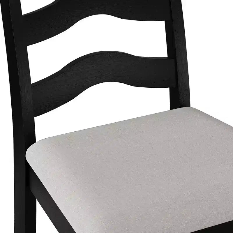 ChaletPosh Wooden Dining Chair With Warm Grey Cover (Set of 2)
