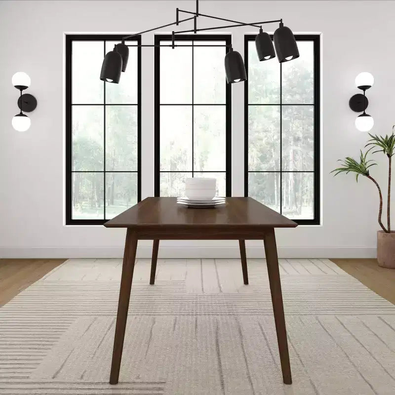 Plank+Beam 72 Mid Century Modern Dining Table, Solid Wood Kitchen & Dining Room Table for 6