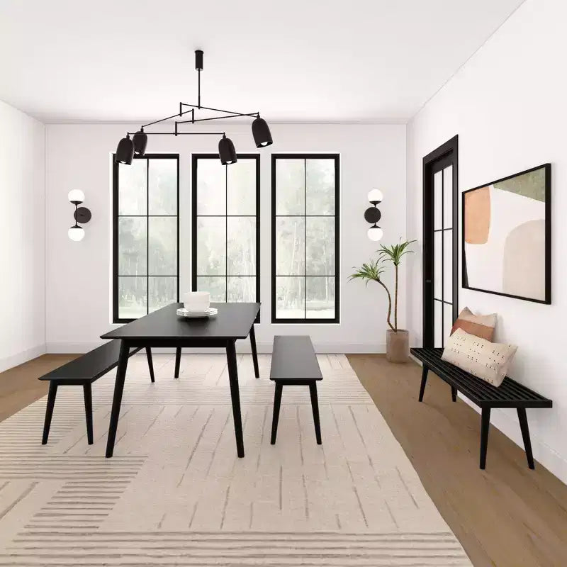 Plank+Beam 72 Mid Century Modern Dining Table, Solid Wood Kitchen & Dining Room Table for 6