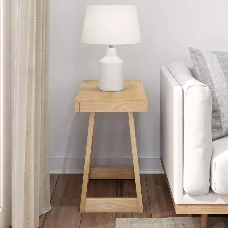 Plank+Beam Solid Wood Classic Rectangular Side Table, 25 Sofa Table for Living Room, End Table