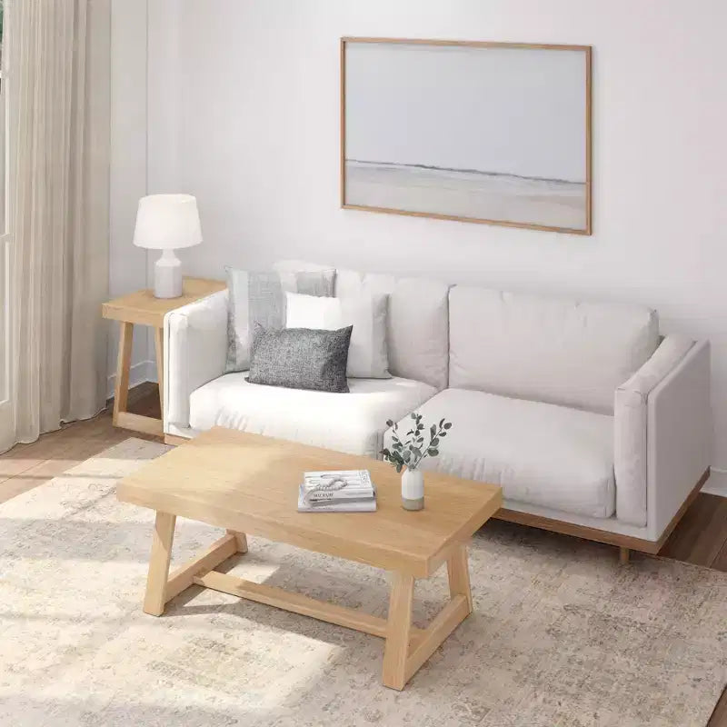 Plank+Beam Solid Wood Classic Rectangular Side Table, 25 Sofa Table for Living Room, End Table