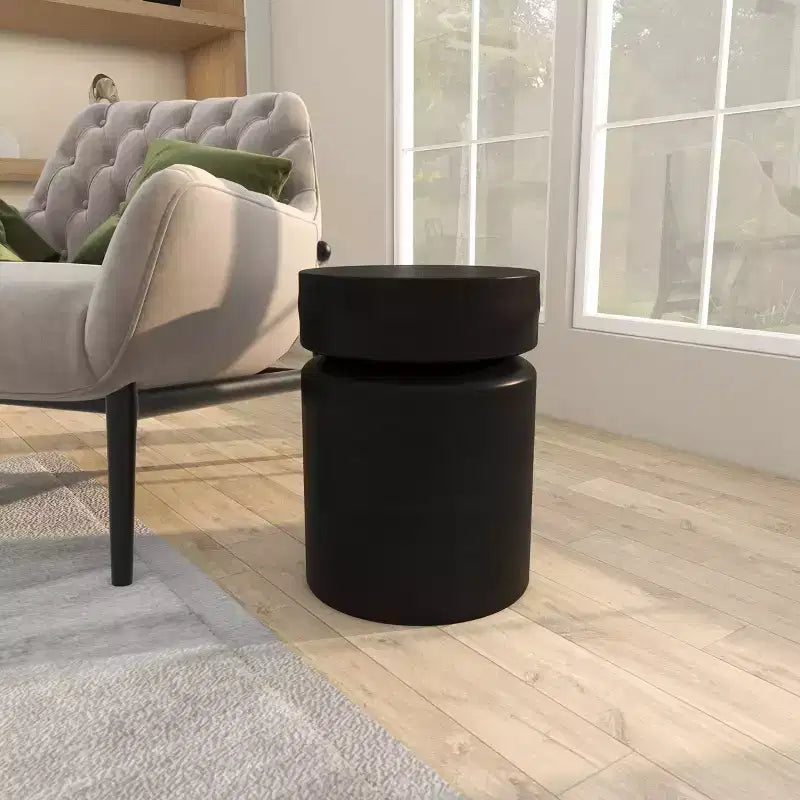 Olivia & May Metal Drum Accent Table