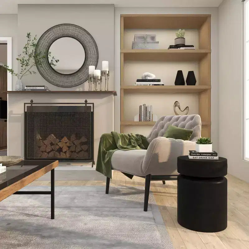 Olivia & May Metal Drum Accent Table