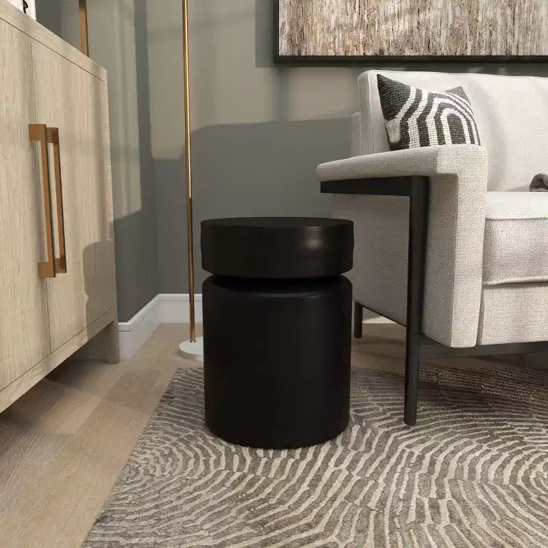 Olivia & May Metal Drum Accent Table