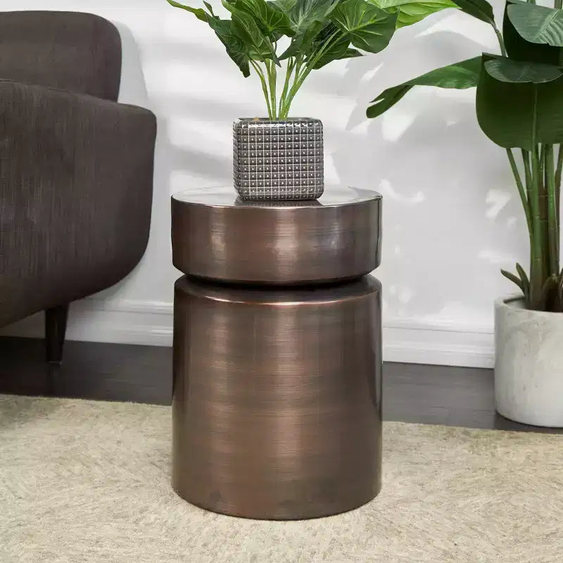 Olivia & May Metal Drum Accent Table