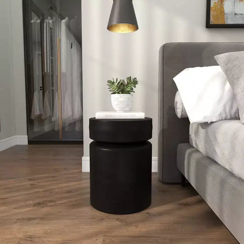 Olivia & May Metal Drum Accent Table