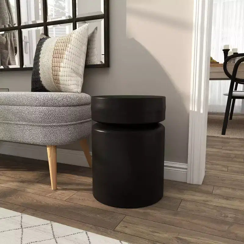 Olivia & May Metal Drum Accent Table