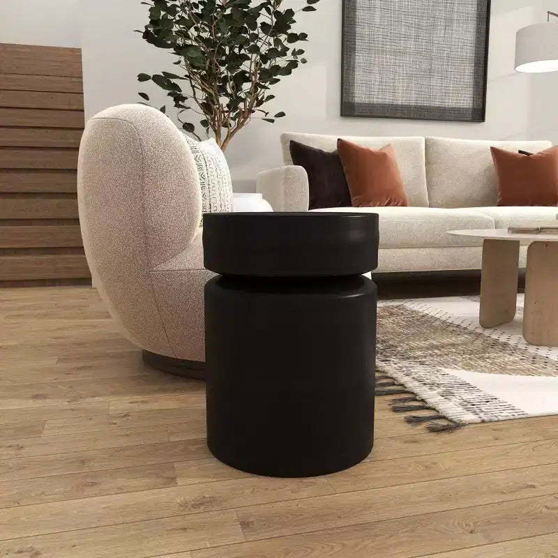 Olivia & May Metal Drum Accent Table