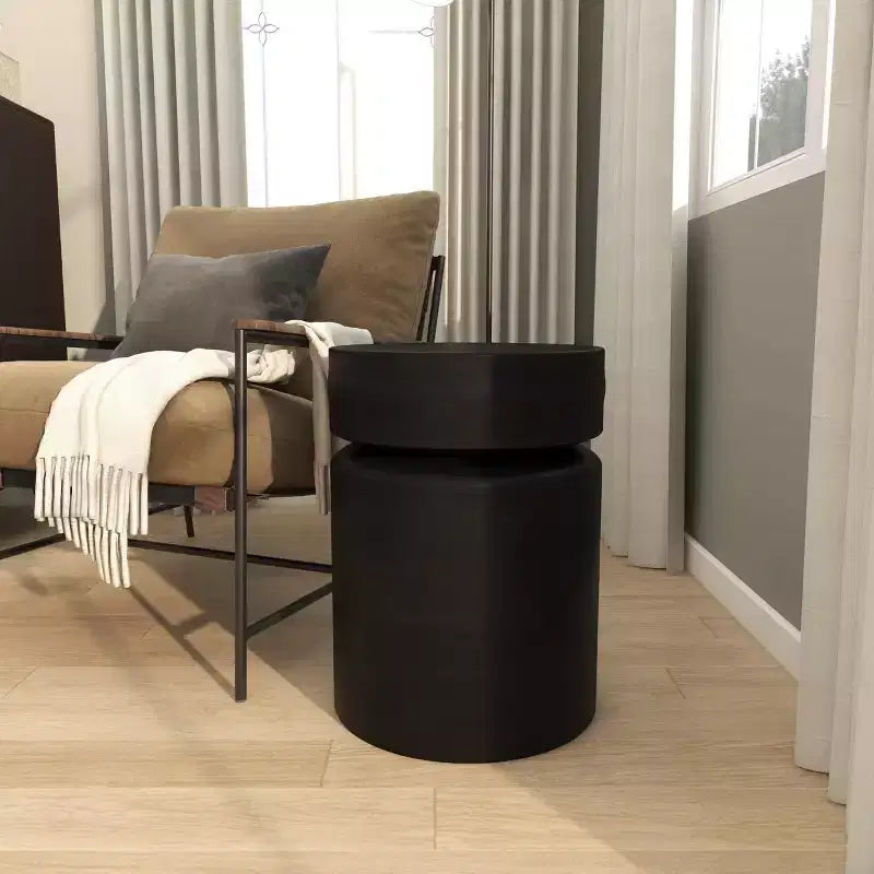 Olivia & May Metal Drum Accent Table