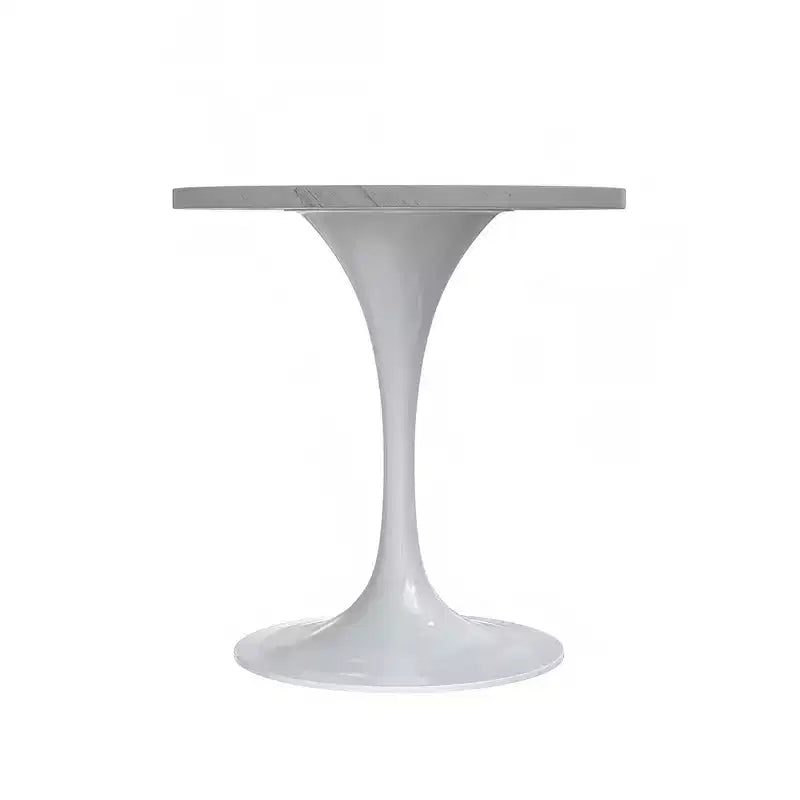 LeisureMod Verve 27 Round Dining Table - Modern Resin Top with White Steel Pedestal Base Accent Side Table for Kitchen and Home