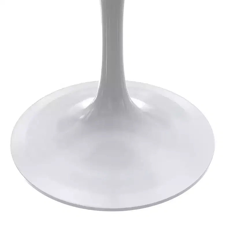 LeisureMod Verve 27 Round Dining Table - Modern Resin Top with White Steel Pedestal Base Accent Side Table for Kitchen and Home