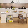 Famapy White Kitchen Island With Storage Wood Kitchen Prep Table Stationery Storage Cabinet