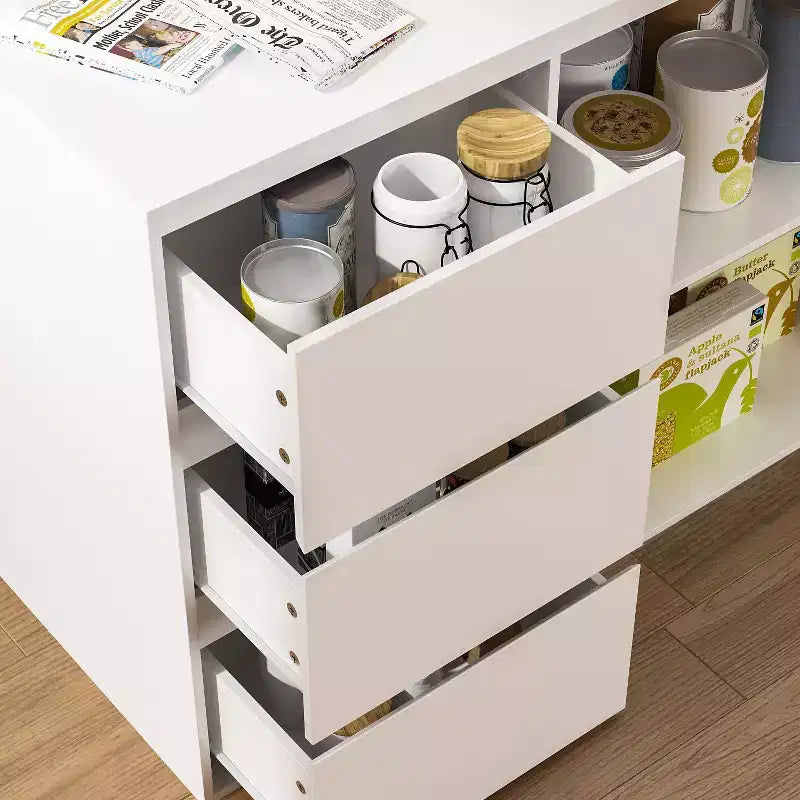 Famapy White Kitchen Island With Storage Wood Kitchen Prep Table Stationery Storage Cabinet