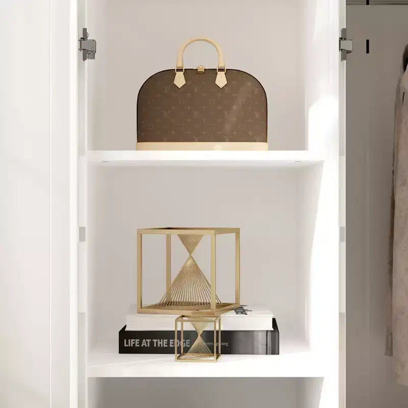 Famapy Armoire With LED Light and Glass Doors Wardrobe Cabinet