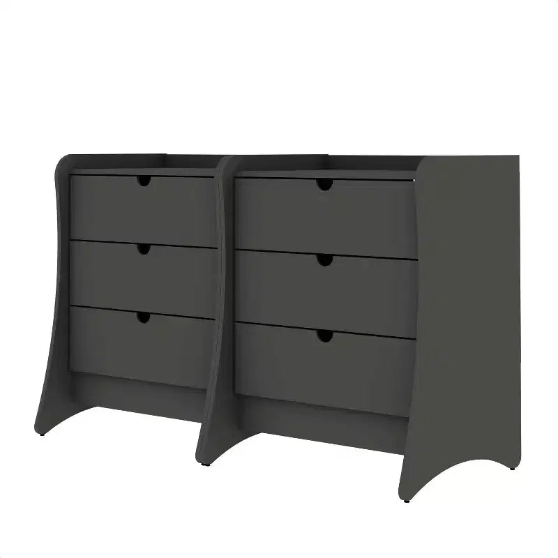 Manhattan Comfort Set of 2 Coney 3 Drawer Dressers