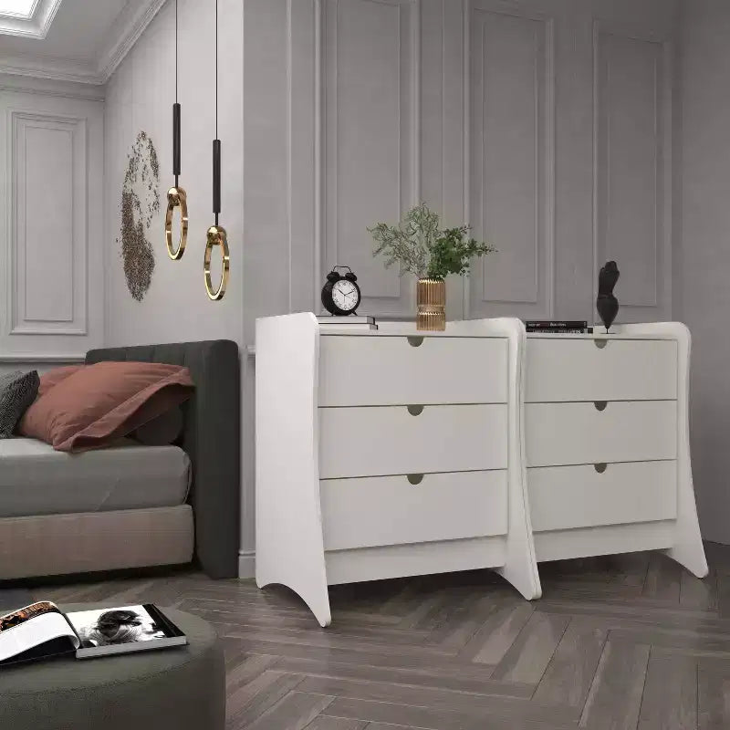 Manhattan Comfort Set of 2 Coney 3 Drawer Dressers