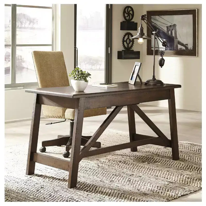 Signature Design by Ashley Baldridge 2 Drawer Home Office Desk, Rustic Brown