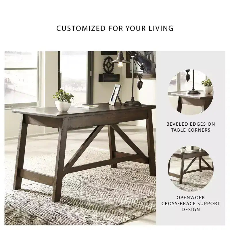 Signature Design by Ashley Baldridge 2 Drawer Home Office Desk, Rustic Brown