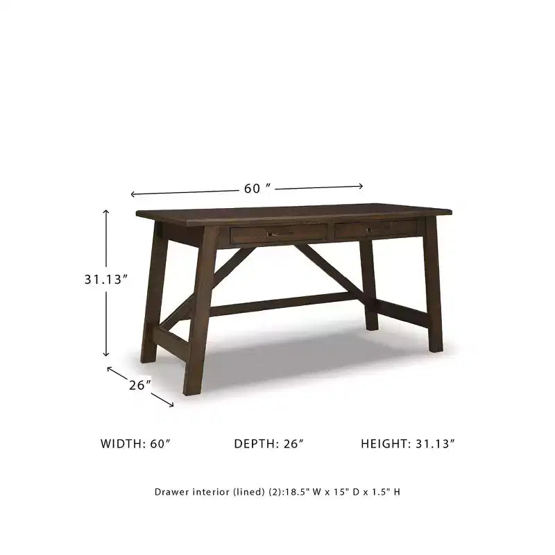 Signature Design by Ashley Baldridge 2 Drawer Home Office Desk, Rustic Brown
