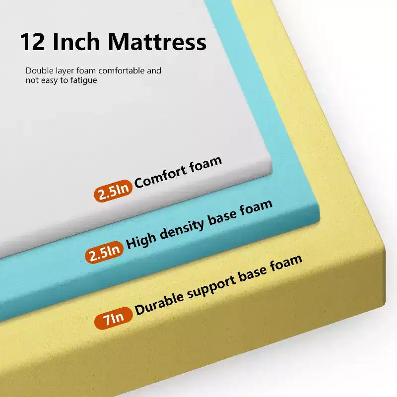 FDW Mattress 12 Inch Gel Memory Foam Mattress with Breathable & Washable Soft Fabric Zippered Cover,CertiPUR-US Certified,White