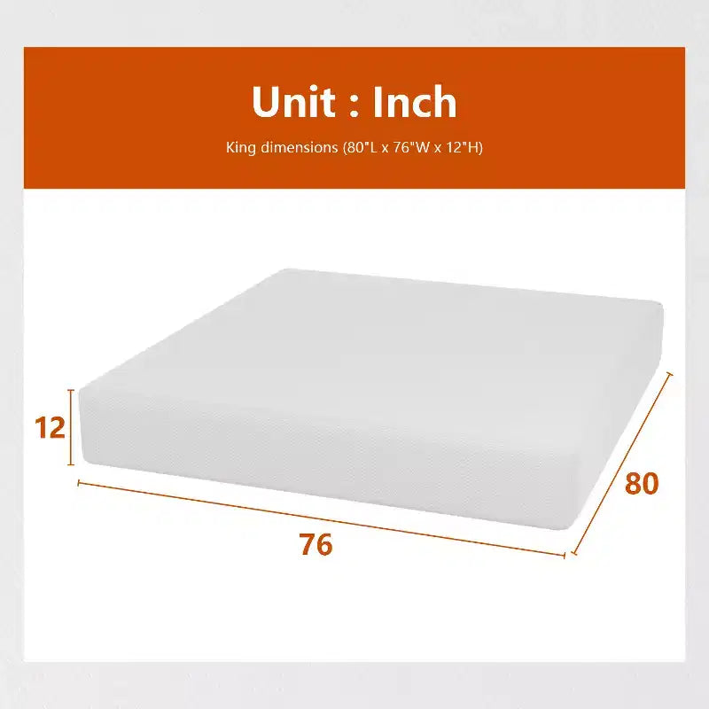FDW Mattress 12 Inch Gel Memory Foam Mattress with Breathable & Washable Soft Fabric Zippered Cover,CertiPUR-US Certified,White