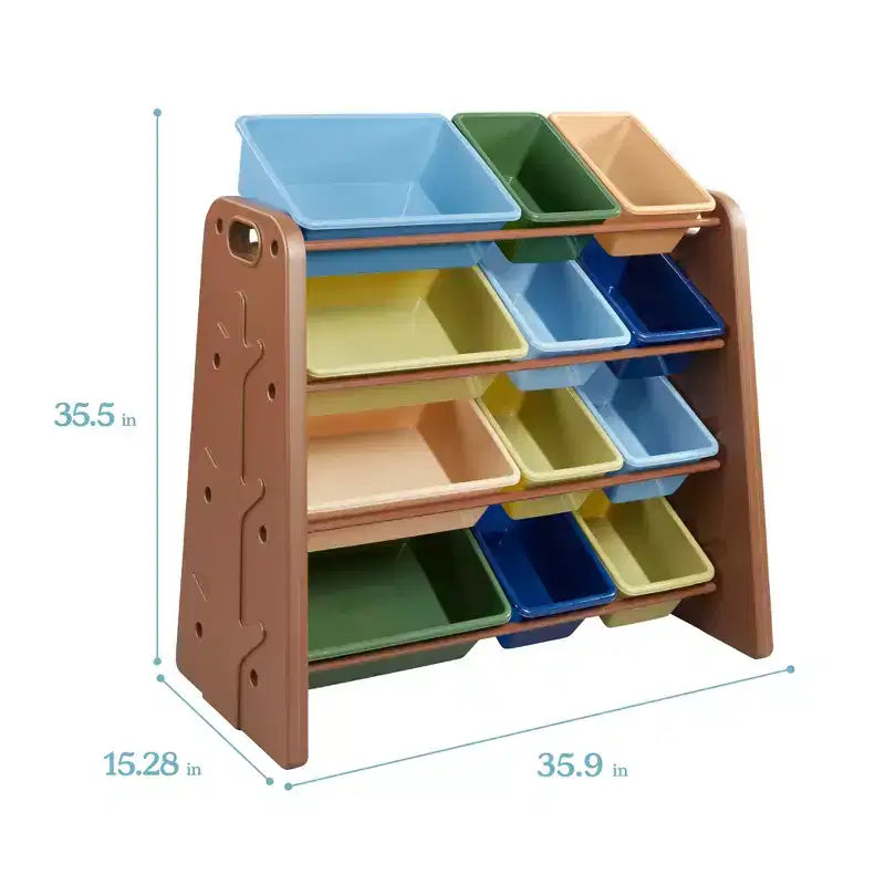 ECR4Kids Tree Toy Storage Organizer and 12 Removable Plastic Bins, Kids Furniture