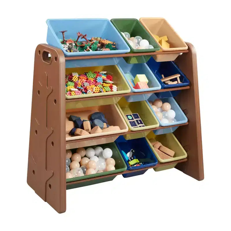 ECR4Kids Tree Toy Storage Organizer and 12 Removable Plastic Bins, Kids Furniture
