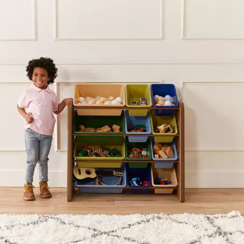 ECR4Kids Tree Toy Storage Organizer and 12 Removable Plastic Bins, Kids Furniture