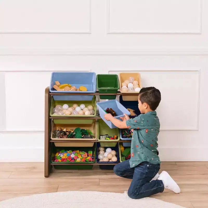 ECR4Kids Tree Toy Storage Organizer and 12 Removable Plastic Bins, Kids Furniture