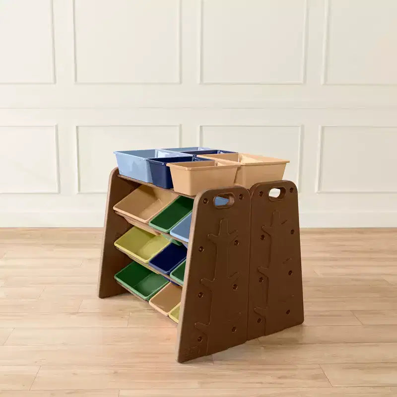 ECR4Kids Tree Toy Storage Organizer and 12 Removable Plastic Bins, Kids Furniture