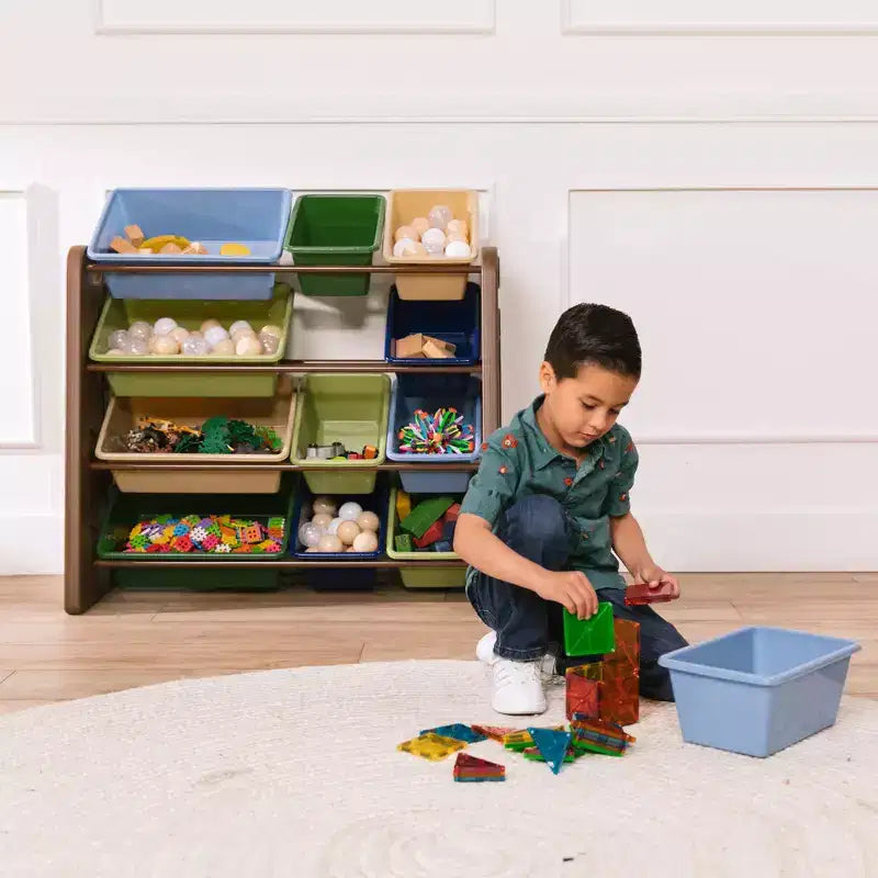 ECR4Kids Tree Toy Storage Organizer and 12 Removable Plastic Bins, Kids Furniture