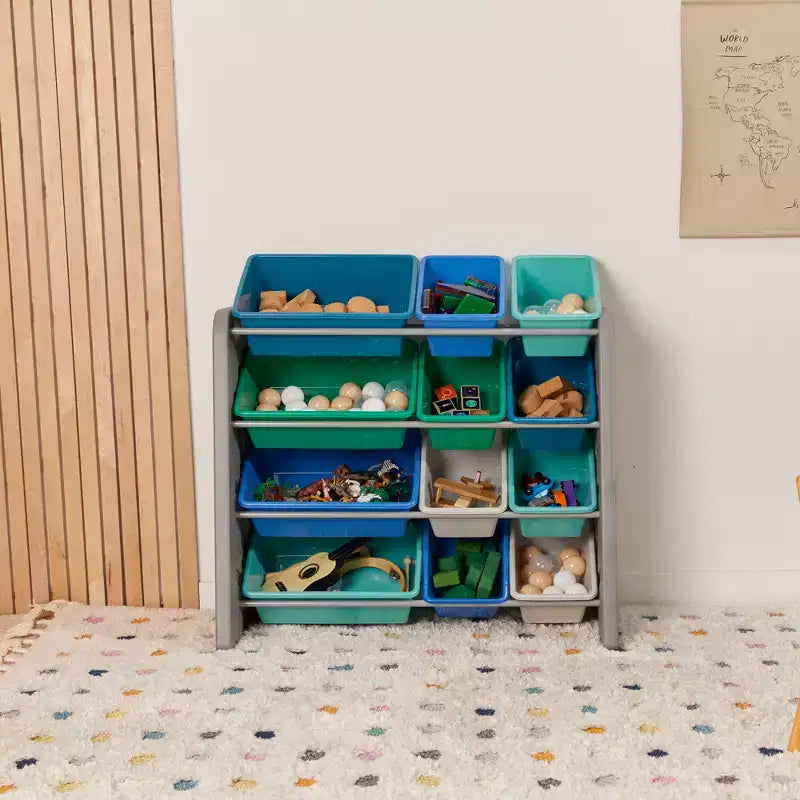 ECR4Kids Tree Toy Storage Organizer and 12 Removable Plastic Bins, Kids Furniture
