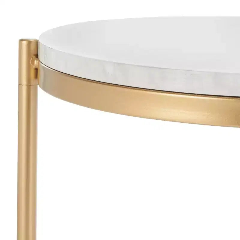 Dove End Table - ACC2501A - White Faux Marble/Gold - Safavieh