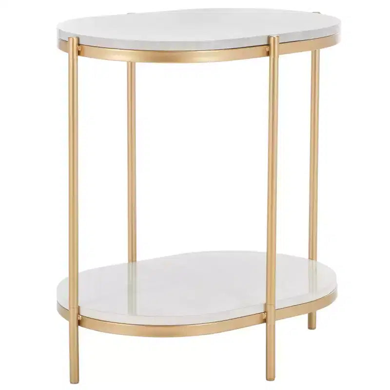 Dove End Table - ACC2501A - White Faux Marble/Gold - Safavieh