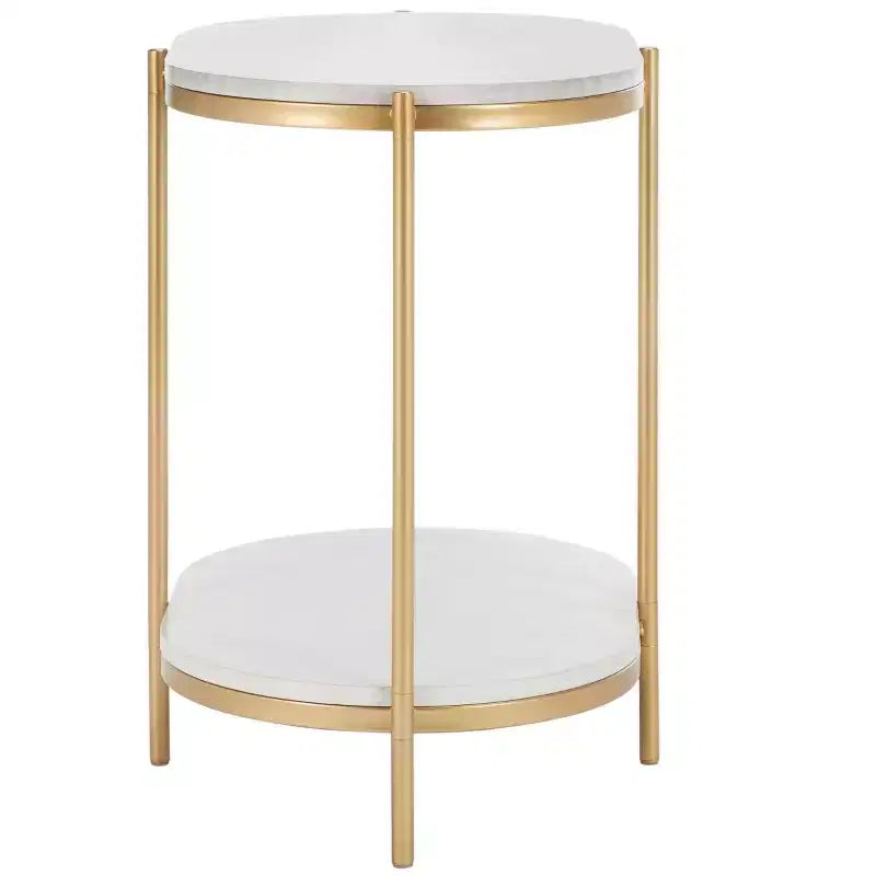 Dove End Table - ACC2501A - White Faux Marble/Gold - Safavieh
