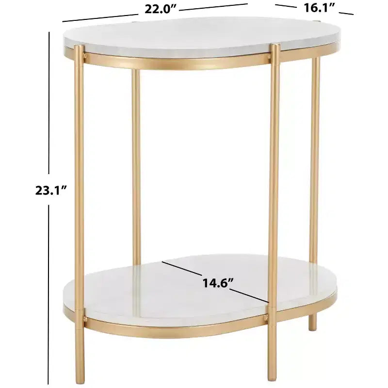 Dove End Table - ACC2501A - White Faux Marble/Gold - Safavieh