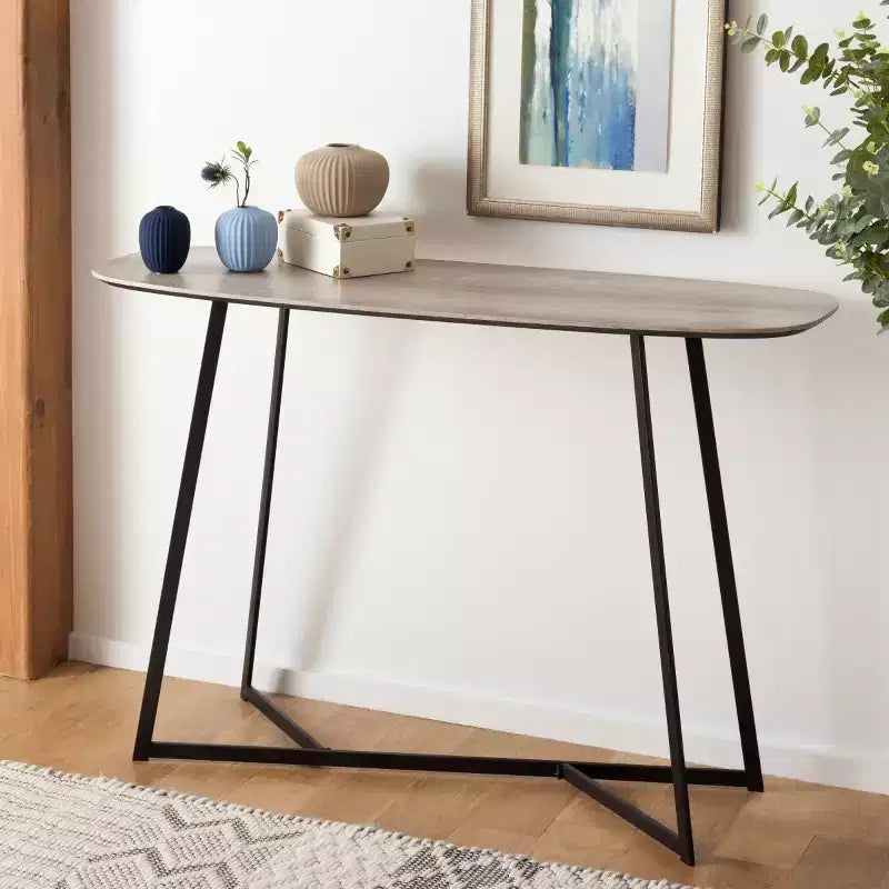 Arrington Console Table - CNS4203A - White Oak/Black - Safavieh