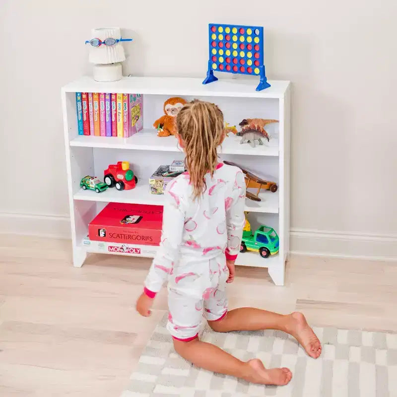 Max & Lily Classic 3-Shelf Bookcase, Solid Wood Bookcase for Kids Bedroom/Playroom