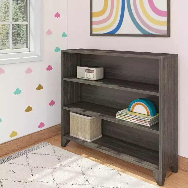 Max & Lily Classic 3-Shelf Bookcase, Solid Wood Bookcase for Kids Bedroom/Playroom