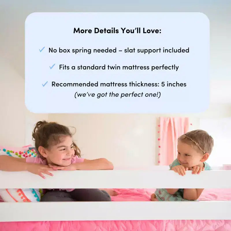 Max & Lily Bunk Bed with Ladder on End and Trundle, Twin-Over-Full Bed Frame for Kids